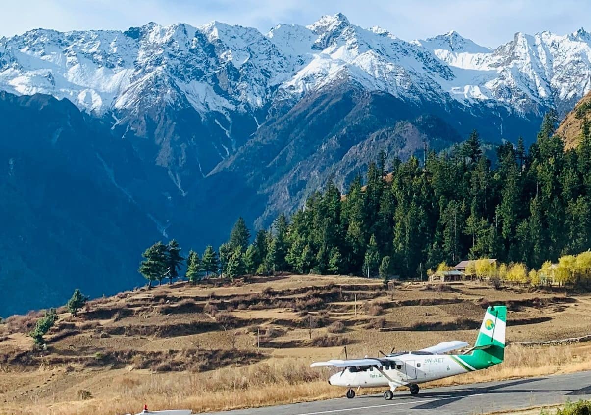 Air plane on ground in Himalayan Mountains
