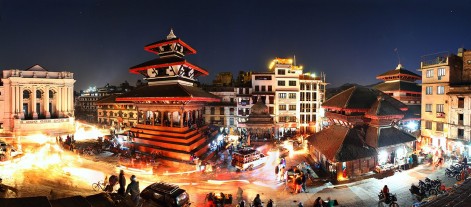 Kathmandu street with temple