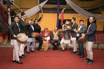 Nepalese playing traditional instruments