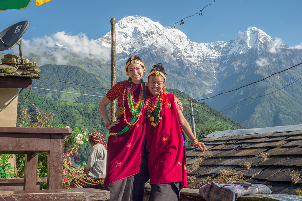 Women with Majestic Mountain Backdrop