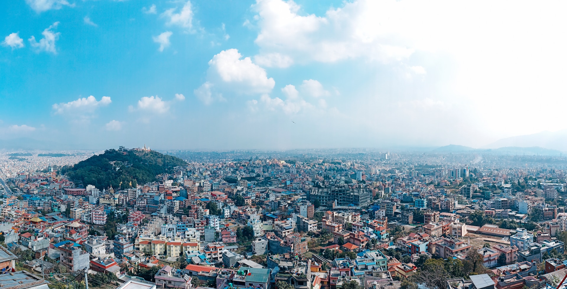 Panoramic View of Kathmandu Valley under Blue Sky