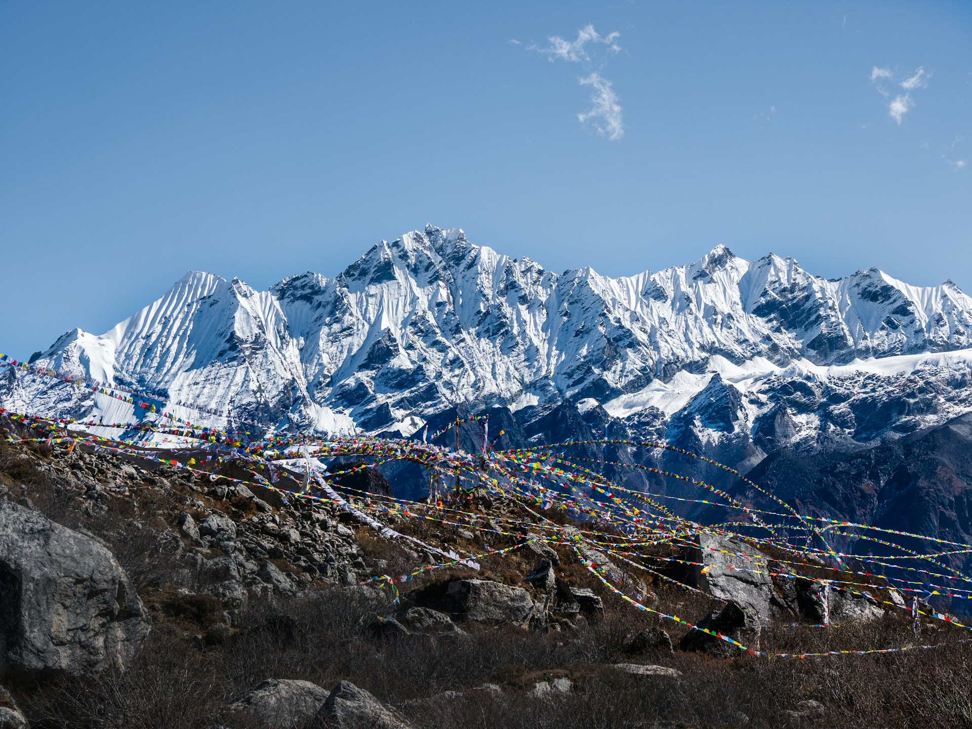 Langtang Mountains & Prayer Flags